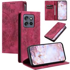 Per Motorola Edge 50 Neo Totem Custodia magnetica in pelle goffrata (rosso)