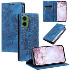 Per Motorola Moto G35 Custodia per telefono in pelle magnetica con motivo Totem (blu)