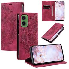 Per Motorola Moto G35 Custodia per telefono in pelle magnetica con motivo Totem (rosso)