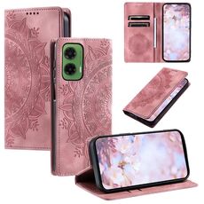 Per Motorola Moto G35 Custodia per telefono in pelle magnetica con stampa Totem (oro rosa)