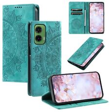 Per Motorola Moto G35 Custodia per telefono in pelle magnetica con motivo Totem (verde)