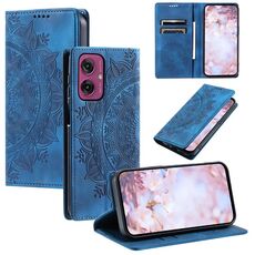 Per Motorola Moto G55 Custodia per telefono in pelle magnetica con motivo Totem (blu)