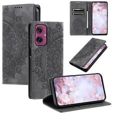 Per Motorola Moto G55 Custodia per telefono in pelle magnetica goffrata Totem (grigio)
