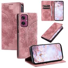 Per Motorola Moto G55 Custodia per telefono in pelle magnetica con stampa Totem (oro rosa)