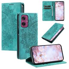 Per Motorola Moto G55 Custodia per telefono in pelle magnetica con motivo Totem (verde)