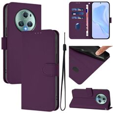 Custodia per telefono in pelle tinta unita per Honor Magic5 Pro con cordino (viola)