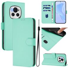 Custodia per telefono in pelle tinta unita For Honor Magic6 Skin Feel con cordino (verde menta)