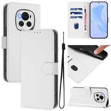 Custodia per telefono in pelle tinta unita For Honor Magic6 Skin Feel con cordino (bianco)