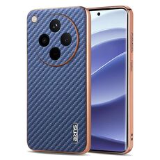 Per OPPO Find X8 AZNS Custodia per telefono con trama in fibra di carbonio con bordo elettrolitico (blu)