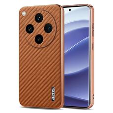 Per OPPO Find X8 Pro AZNS Custodia per telefono con trama in fibra di carbonio con bordo elettrolitico (marrone)