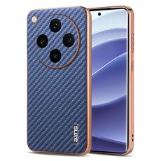 Per OPPO Find X8 Pro AZNS Custodia per telefono con trama in fibra di carbonio con bordo elettrolitico (blu)