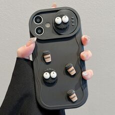 Per iPhone 16 Briquettes Custodia per telefono in TPU 3D Coffee Sliding Camshield (nero)