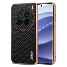 Per vivo X200 Pro AZNS Custodia per telefono con trama in fibra di carbonio con bordo elettrolitico (nero)