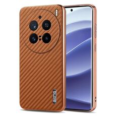 Per vivo X200 Pro AZNS Custodia per telefono con trama in fibra di carbonio e bordo elettrolitico (marrone)