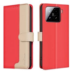 Per Xiaomi 15 Pro Custodia per telefono in pelle antifurto RFID con colori abbinati (rosso)