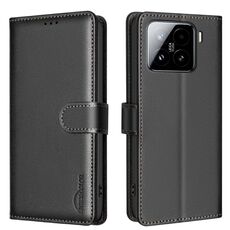 Per Xiaomi 15 Pro Custodia in pelle antifurto RFID con texture Litchi (nera)