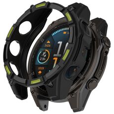 Per Garmin Fenix ​​8 MIP 47mm Solar Armour Hollow TPU Half Coverage Watch Case Solar Version (Nero Verde)