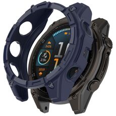 Per Garmin Fenix ​​8 MIP 47mm Solar Armour Hollow TPU Half Coverage Watch Case Solar Version (Blu notte)