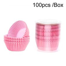 100 pezzi/scatola utensili da forno pirottini di carta per torte muffin pirottini di carta per cupcake vassoio per torta al cioccolato antiolio (rosa)