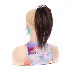 Parrucca da donna corta con coda di cavallo alta e fermaglio a forma di fontana in fibra chimica, colore: 8L#