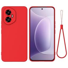 Custodia antiurto in silicone liquido color puro per Honor 300 (rosso)