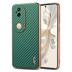 Per vivo S20 AZNS Custodia per telefono con trama in fibra di carbonio con bordo elettrolitico (verde)