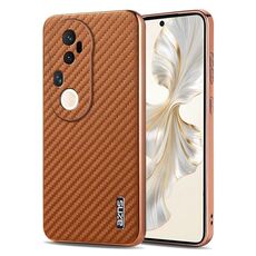 Per vivo S20 Pro AZNS Custodia per telefono con trama in fibra di carbonio con bordo elettrolitico (marrone)