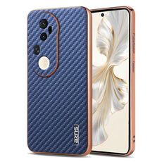 Per vivo S20 Pro AZNS Custodia per telefono con trama in fibra di carbonio con bordo elettrolitico (blu)