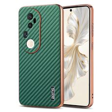 Per vivo S20 Pro AZNS Custodia per telefono con trama in fibra di carbonio con bordo elettrolitico (verde)