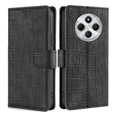 Per Redmi 14C 4G Custodia in pelle con chiusura magnetica in coccodrillo (nero)