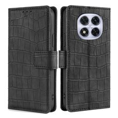 Per Redmi Note 14 Pro 5G Custodia in pelle con chiusura magnetica in coccodrillo (nero)