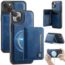 Per iPhone 13 AutSpace A13 MagSafe Magnetic RFID Flip Card Bag Custodia per telefono (blu)
