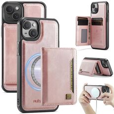 Per iPhone 13 AutSpace A13 MagSafe Magnetic RFID Flip Card Bag Custodia per telefono (oro rosa)