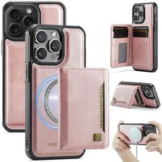 Per iPhone 12 Pro AutSpace A13 MagSafe Magnetic RFID Flip Card Bag Custodia per telefono (oro rosa)