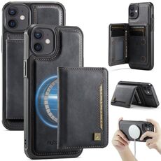 Per iPhone 12 AutSpace A13 MagSafe Magnetic RFID Flip Card Bag Custodia per telefono (nero)
