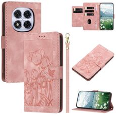 Per Redmi Note 14 Pro+ 5G Custodia per telefono in pelle goffrata con cordino (rosa)