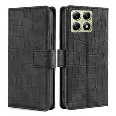 Per Xiaomi 14T 5G Custodia per telefono in pelle con chiusura magnetica in coccodrillo (nero)