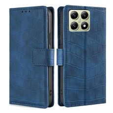 Per Xiaomi 14T 5G Custodia per telefono in pelle con chiusura magnetica in coccodrillo (blu)