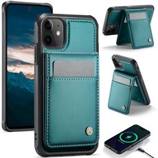 Per iPhone 11 JEEHOOD J06 British Style RFID MagSafe Card Bag PU Custodia per telefono (verde)
