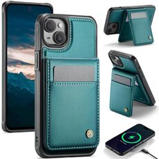 Per iPhone 13 JEEHOOD J06 British Style RFID MagSafe Card Bag PU Custodia per telefono (verde)