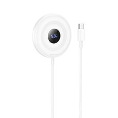 hoco CW61 Phantom Caricabatterie rapido wireless magnetico con display digitale, lunghezza: 1 m (bianco)