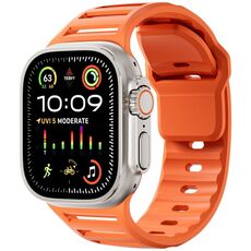 Per Apple Watch 46mm / 49mm / 45mm / 44mm Cinturino per orologio in silicone multiforo bicolore con un solo chiodo (arancione)