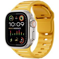 Per Apple Watch 46mm / 49mm / 45mm / 44mm Cinturino per orologio in silicone multiforo bicolore con un solo chiodo (giallo)