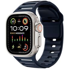 Per Apple Watch 46mm / 49mm / 45mm / 44mm Cinturino per orologio in silicone multiforo bicolore con un solo chiodo (colore mezzanotte)