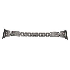Per Apple Watch 42mm / 41mm / 40mm / 38mm Cinturino per orologio in acciaio inossidabile con motivo a gatto con diamante colorato (nero)