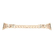 Per Apple Watch 42mm / 41mm / 40mm / 38mm Cinturino per orologio in acciaio inossidabile con motivo a gatto con diamante colorato (oro rosa)