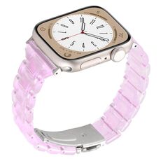 Per Apple Watch 42mm / 41mm / 40mm / 38mm Cinturino per orologio in resina a tre perle con rombi a vita piccola (rosa sfumato)