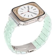 Per Apple Watch 42mm / 41mm / 40mm / 38mm Cinturino per orologio in resina a tre perle con rombi a vita piccola (verde sfumato)