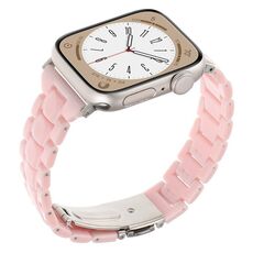 Per Apple Watch 42mm / 41mm / 40mm / 38mm Cinturino per orologio in resina a tre perle con rombi a vita piccola (rosa)