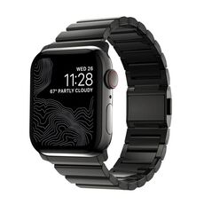 Per Apple Watch 46mm / 49mm / 45mm / 44mm Cinturino per orologio in acciaio inossidabile con chiusura Norman Clasp One-Bead (nero)